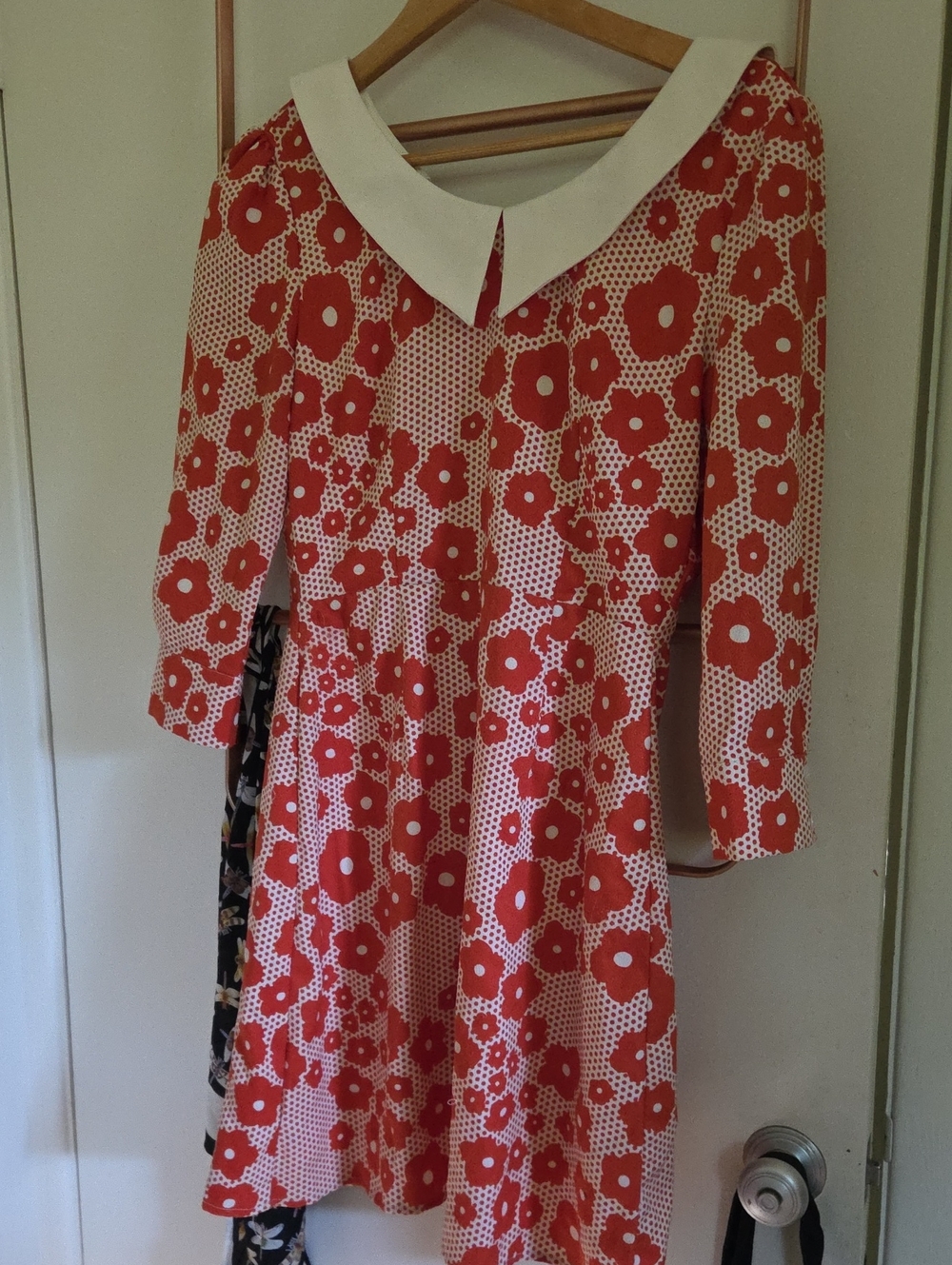 Modcloth Bea & Dot Retro Floral Orange Collar Dress